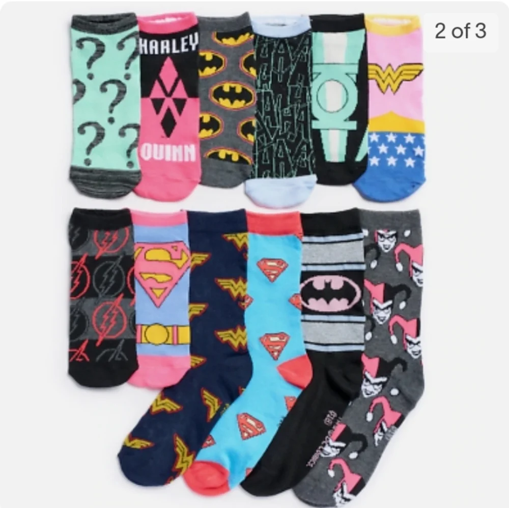 NIB DC Comics 12 Days of Socks Advent Calendar Womens,, sz 4-10